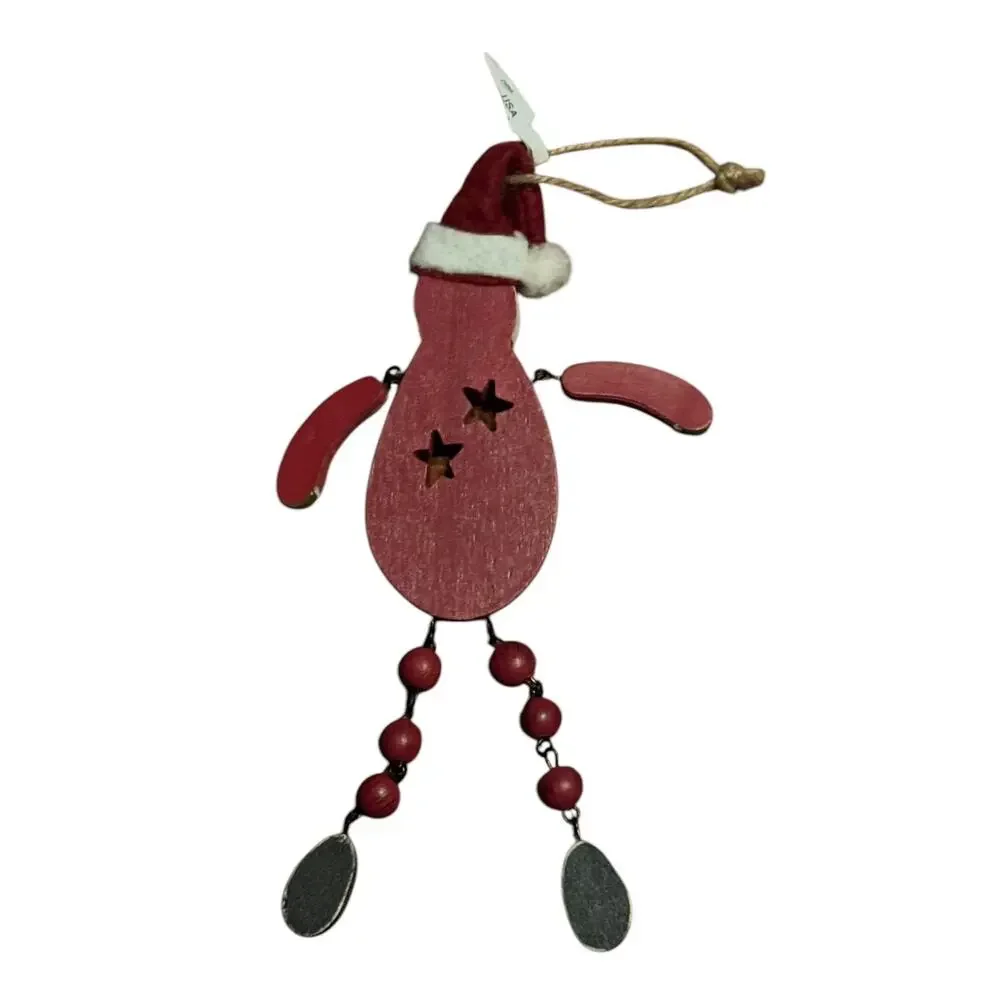 Pier 1 Santa Christmas Holiday Wooden Ornament Dangle Long Legs‎ Tree Decor Gift